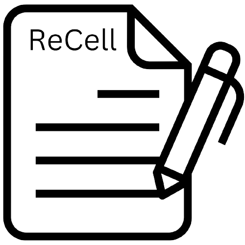 A receipt with a pen next to it. The text on the receipt says "ReCell".